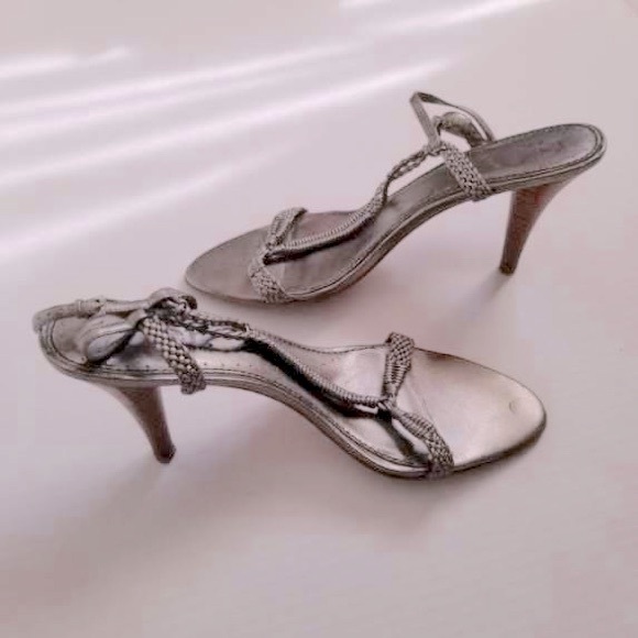 Richard Tyler women’s braided strappy anthracite grey high heel shoe - size 10 - Picture 2 of 7